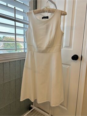 Evan Picone White Sleeveless A-Line Midi Dress